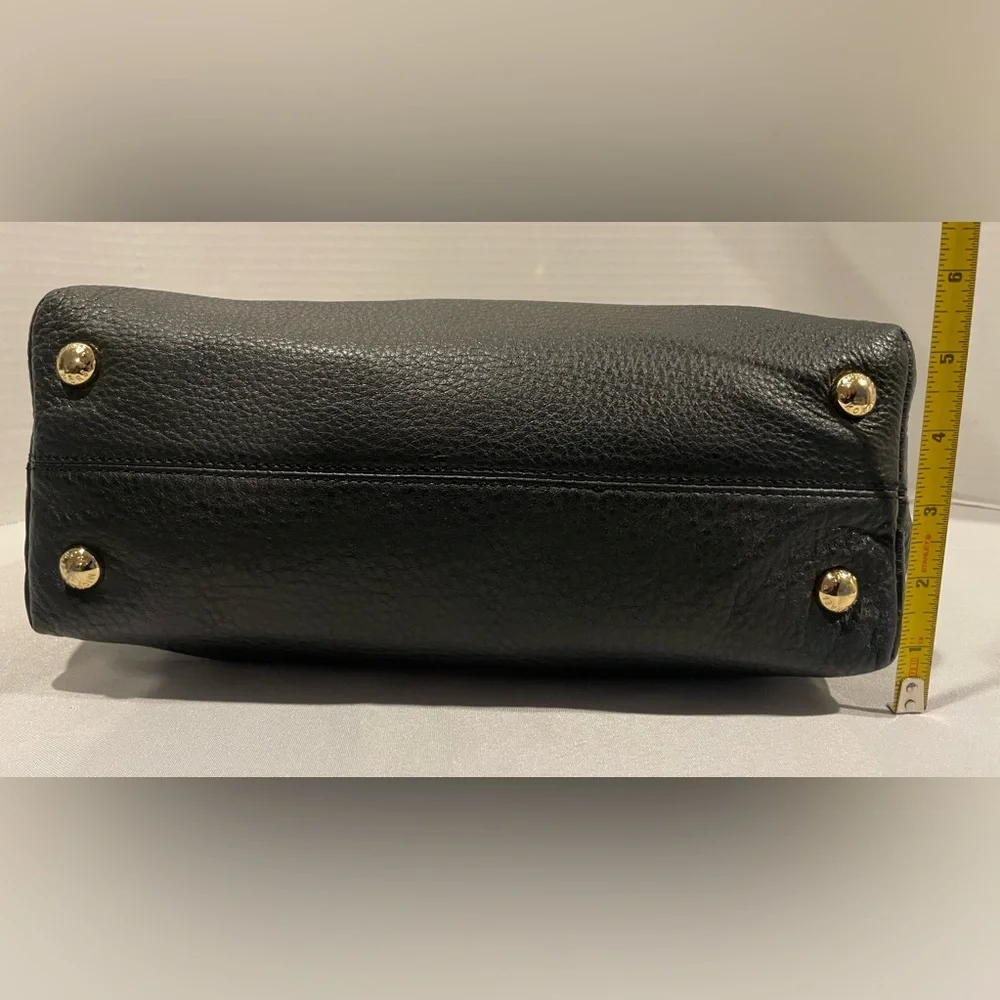 MICHAEL KORS Jet Set Gold Chain Tassel Black Pebbled Leather Large Luggage Tote